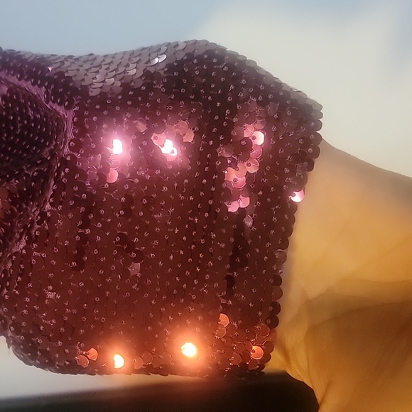 Stunning Sequin crop top in Raspberry Red XL - Picture 6 of 16